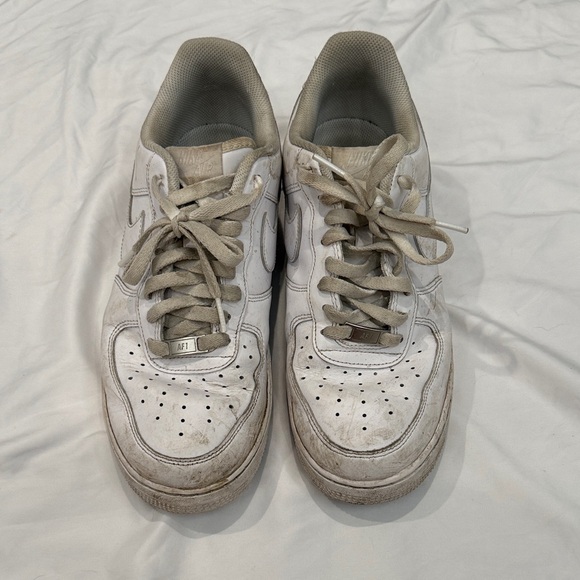 Nike Air Force 1’sMen’s White and Light Gray Leather Sneakers